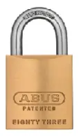 ABUS 83KNK/45S2 Security Padlock, 1-3/4 Width, 1 Shackle Length, Brass, With Z-Bar, Adapter