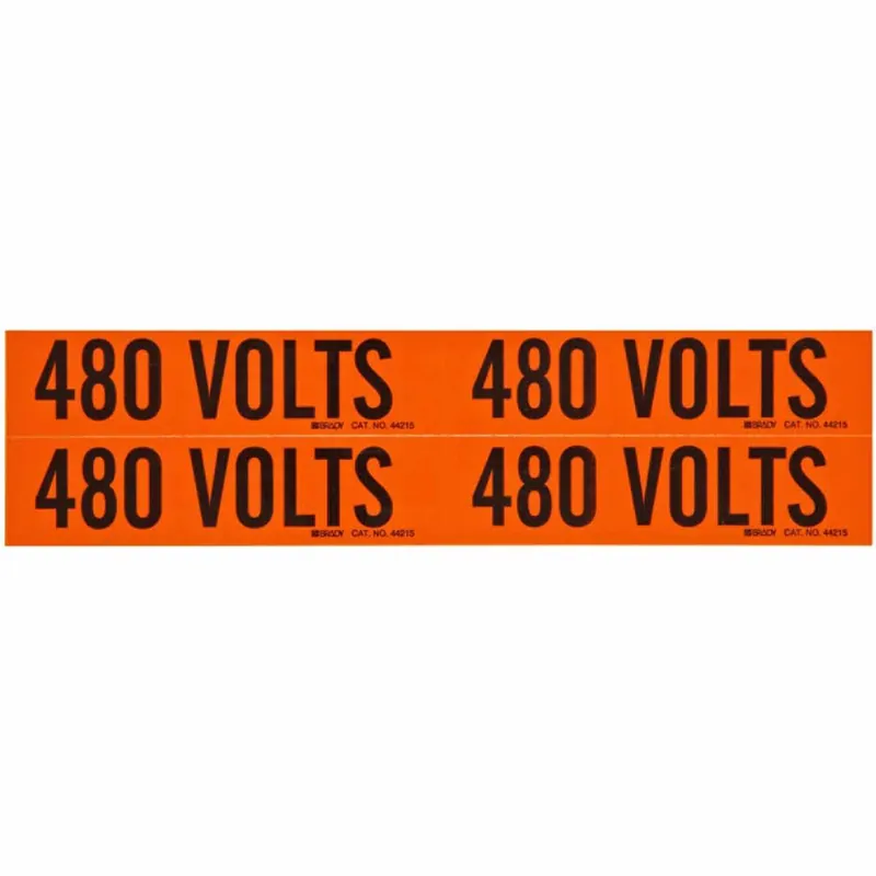 Brady 44215 - B Style Rectangular Removable Rubber-Based Adhesive Conduit and Voltage Marker - 480 VOLTS