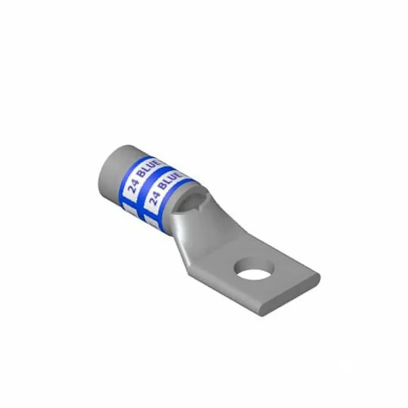 COLOR-KEYED 54143-TB Copper One-Hole Lug, Standard Barrel, Peep Hole, Max 35kV, Wire Size #2 AWG Wire, 3/8 Inch Bolt Size, Tin Plated