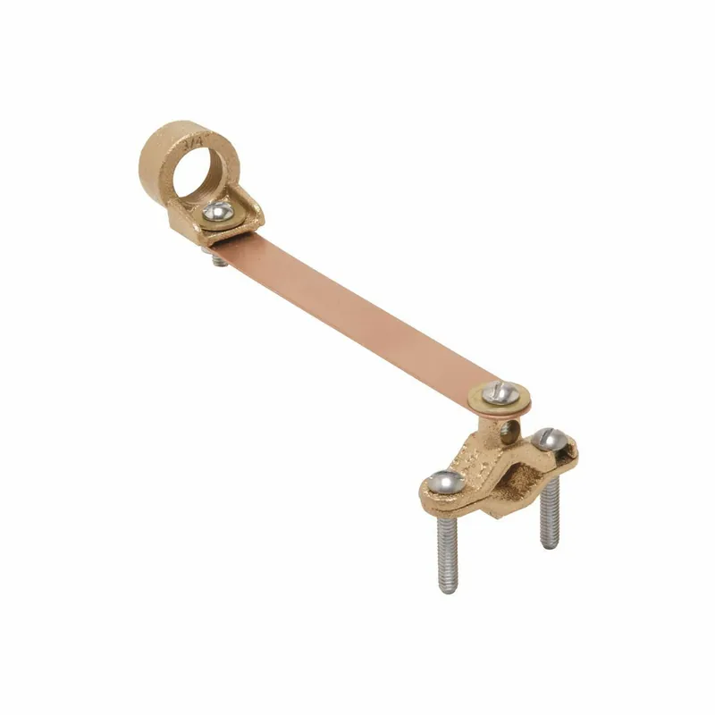 BURNDY C11CSH2 Cast Bronze Clamp with Copper Strap, Cable to Water Pipe, 4/0 AWG (Str.), 1/2- 1 Water Pipe,3/4 hub.