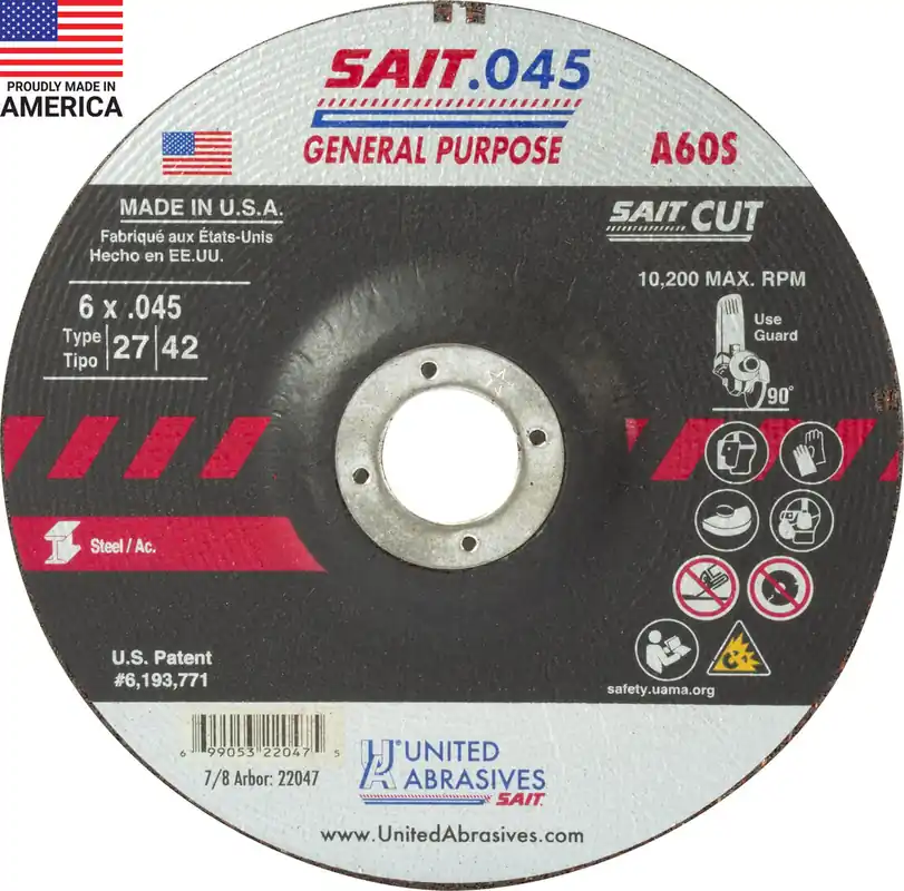 United Abrasives SAIT 22047 Metal Cut-Off Wheel 6 x .045 7/8