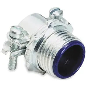 T&B 3304M Sheathed Cable Fitting Straight Knockout Size 1 Inch Nylon Insulated Two Screw Connector Steel with Zinc Plating