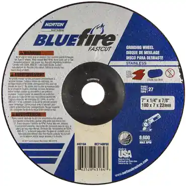 Norton 66252843197 BlueFire INOX/SS Zirconia Alumina Type 27 Grinding Wheel
