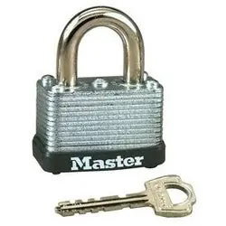 MASTER LOCK COMPANY 22D Padlock, Warded, Keyed Different, 1-1/2 Width, 5/8 Shackle Clearance, Laminated Steel
