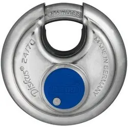 ABUS 24IB/70KA0198 Security Padlock, Diskus, Keyed Alike, 2-3/4 Diameter, 25/64 Shackle Diameter, With 0198 Key