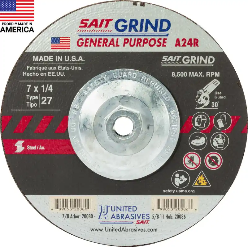 United Abrasives SAIT 20086 United Abrasives Sait Ao Grinding Wheel 7 Inch