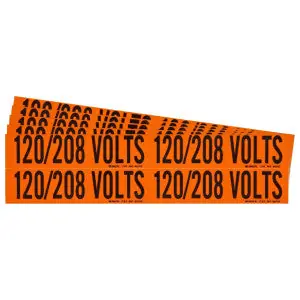 Brady 152350 Conduit and Voltage Lbls 120 208 Volts (1.125 in H x 4.125 in W) B498