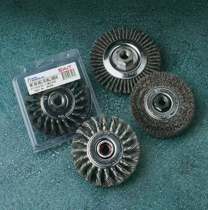 United Abrasives SAIT 6440 4 x 5/8-11 Stringer Bead Wire Wheel