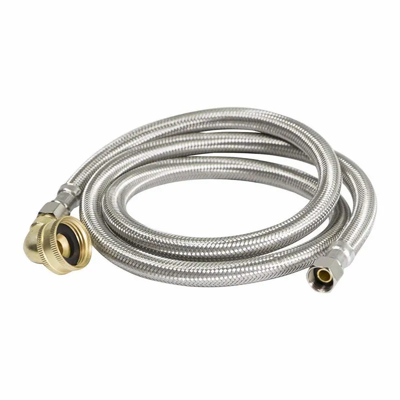 Everflow 2586 3/4 x 72 in. FIP Stainless Steel Washing Machine Hose with 90 Degree Elbow