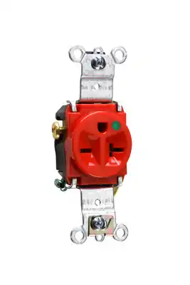 Pass & Seymour 8801-RED Heavy-Duty Hospital Grade Single Receptacle, Back & Side Wire, 20A 250V - Red