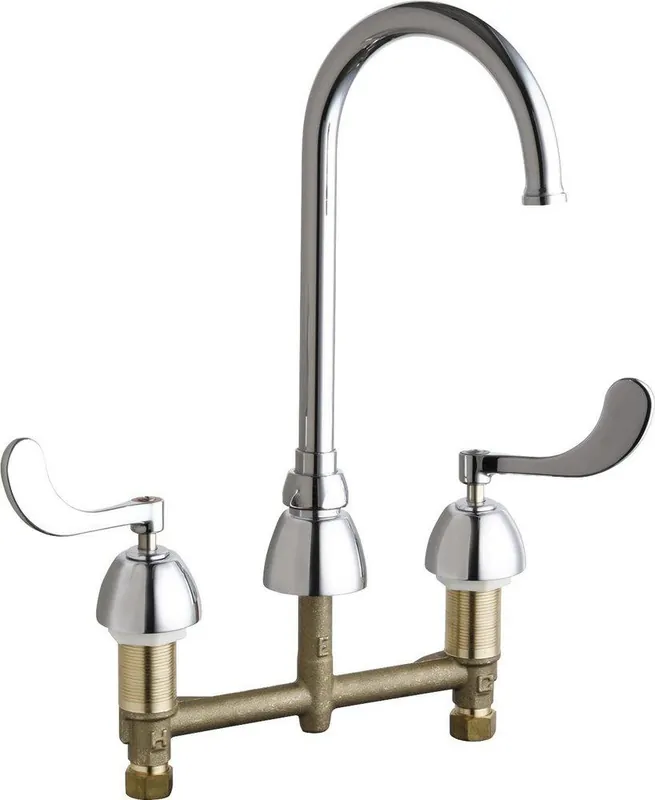 Chicago Faucets 786-GN2FCXKABCP Ecast® Two Handle Widespread Bathroom Sink Faucet in Polished Chrome