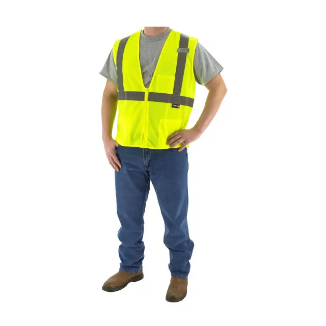 MAJESTIC GLOVE 75-3201/X1 MESH VEST, ZIPPER, HV YELLOW, CLASS 2, X1
