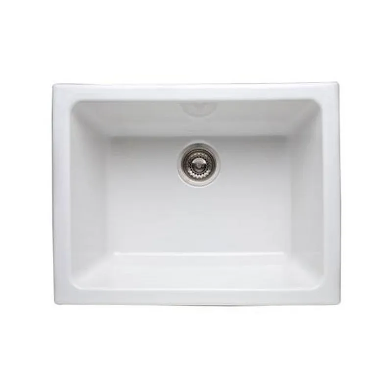 ROHL 6347-00 Lombardia 24 x 18-1/2 in. No Hole Fireclay Single Bowl Undermount Kitchen Sink in White