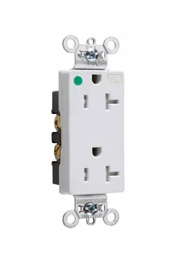 Pass & Seymour TR26362-HGW 20 Amp 125 VAC 2-Pole 3-Wire NEMA 5-20R White Nylon Tamper-Resistant Duplex Receptacle