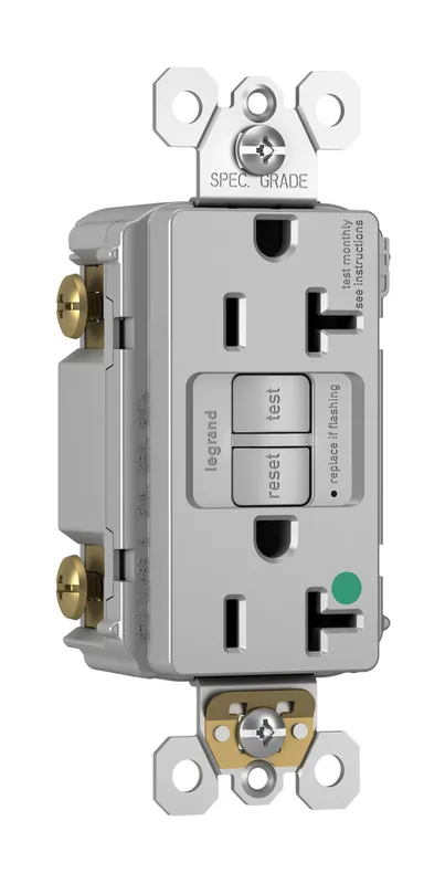 Pass & Seymour 2097HGTRGRY 20A 125V Self Test GFCI Hospital Grade Tamper Resistant Gray