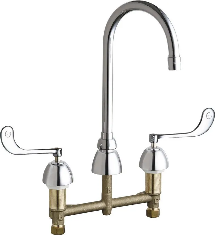 Chicago Faucets 786-E35-319ABCP Two Handle Kitchen Faucet in Polished Chrome