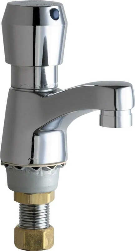 Chicago Faucets 333-E2805-665PSHAB Ecast Single Handle Metering Monoblock Bathroom Sink Faucet in Polished Chrome