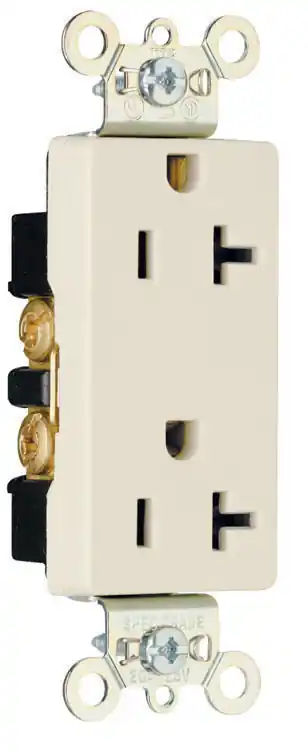 Pass & Seymour 26352LA Heavy-Duty Decorator Spec Grade Duplex Receptacle 20A 125V Light Almond