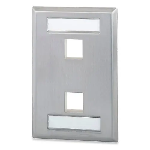 Signamax SKF-2-GY 2-Port Single Gang Keystone Faceplate w/o Labeling Gray