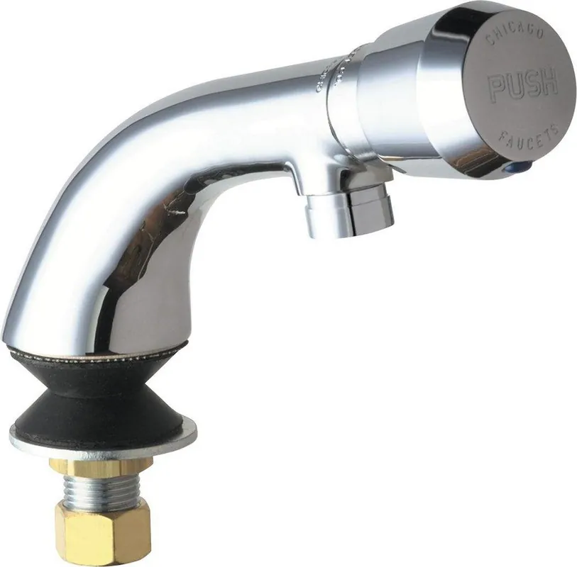 Chicago Faucets 807-E2805-665PSHAB Single Handle Metering Monoblock Bathroom Sink Faucet in Polished Chrome