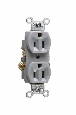 Pass & Seymour CR15-GRY Commercial Spec Grade Duplex Receptacle, Side Wire, 15A 125V - Gray