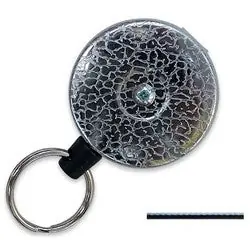 Lucky Line 43751 Key Reel, Clip-On, 2 Diameter, Textured Chrome, With 48 Retractable Pull Kevlar Cord, 2 Long Clip