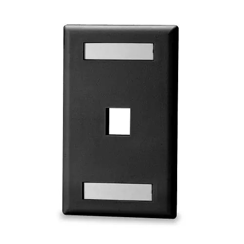 Signamax SKFL-1-BK 1-Port Single Gang Keystone Faceplate w Labeling Black
