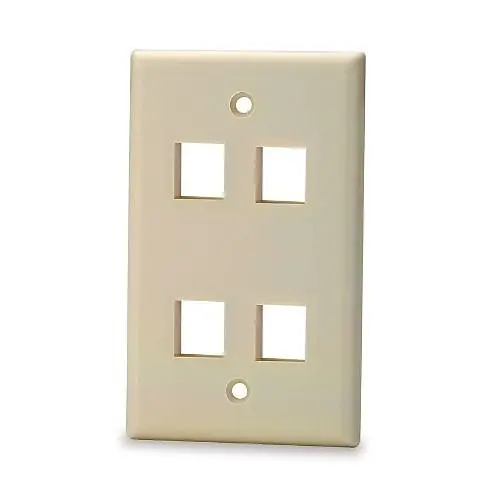 Signamax SKF-4-DI 4-Port Single Gang Keystone Faceplate w/o Labeling D.Ivory