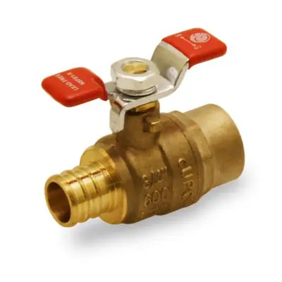 Everflow PSBV-012-NL 1/2 F1807 PEX X 1/2 SWT Ball Valve with T Handle Lead Free
