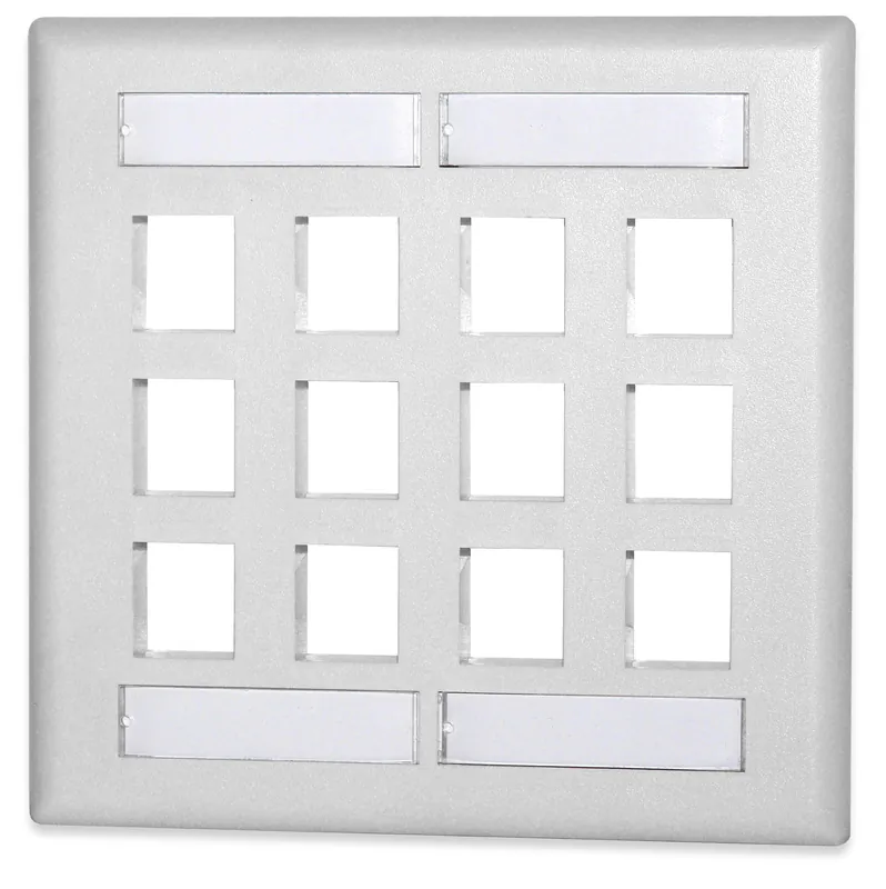Signamax DKFL-12-WH 12-Port Double Gang Faceplate w/Labeling White