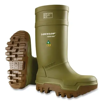 DUNLOP PROTECTIVE FOOTWEAR E662843.13 Purofort Thermo+ Rubber Boots Steel Toe Men's 13 16 in Boot