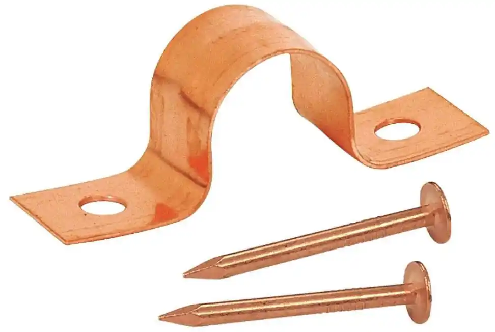 SIOUX CHIEF 501-7 2 COPPER PLTD TUBE STRAP W/NAILS