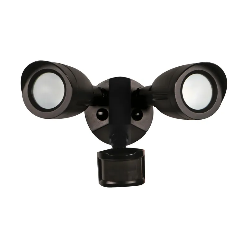 Satco 65/719 LED Security Light with Motion Sensor, Dual Head, Bronze