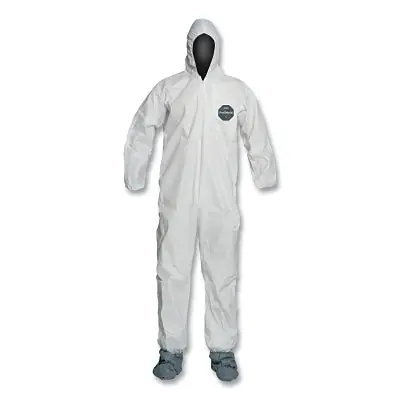 DuPont NB122SWHSM002500 ProShield 50 Hooded Coveralls w/Attached Boots and Elastic Wrists (Small)