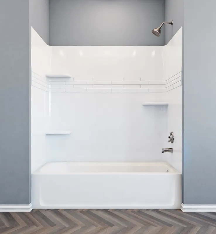Mustee 680WHT Topaz Bathtub Wall with Decorative Trim Fiberglass White