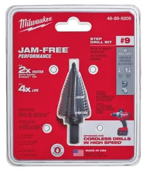 Milwaukee 48-89-9209 Step Drill Bit, 7/8 in Dia Min Hole, 1-1/8 in Dia Max Hole, 2 Steps, HSS, 2 Hole Sizes