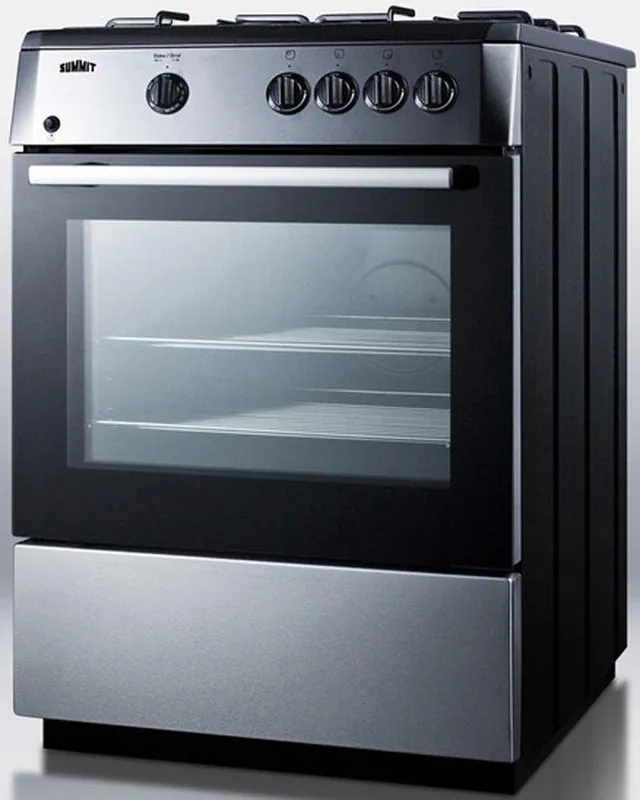 Summit Appliance PRO24G 23-1/4 in. Gas 4-Burner Sealed Freestanding Range in Black Stainless Steel