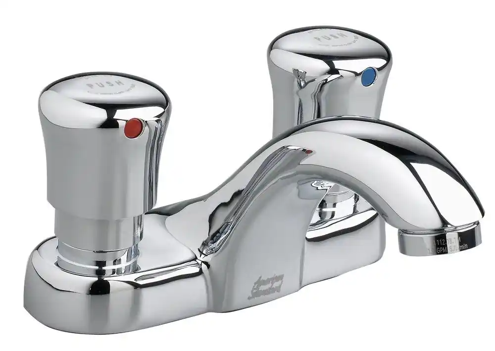 American Standard 1340227.002 Pillar Two Handle Metering Bathroom Sink Faucet in Polished Chrome