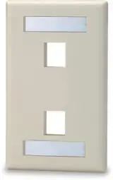 Signamax SKFL-2-BK 2-Port Single Gang Keystone Faceplate W/ Labeling