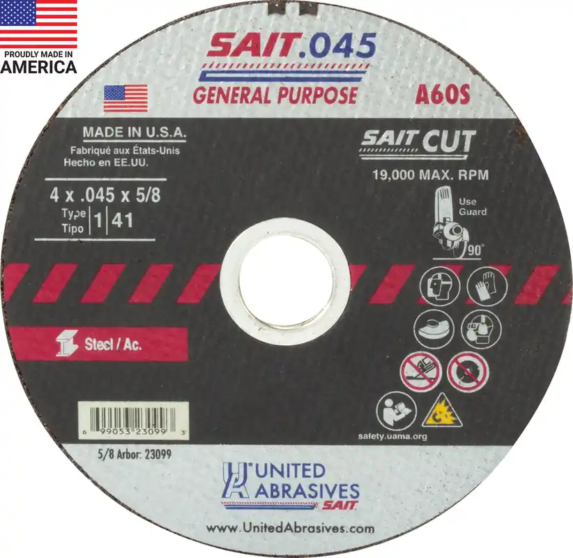 United Abrasives SAIT 23099 Metal Cut-Off Wheel 4 x .045 5/8