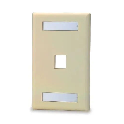 Signamax SKFL-1-DI 1-Port Single Gang Keystone Faceplate w/ Labeling D.Ivory