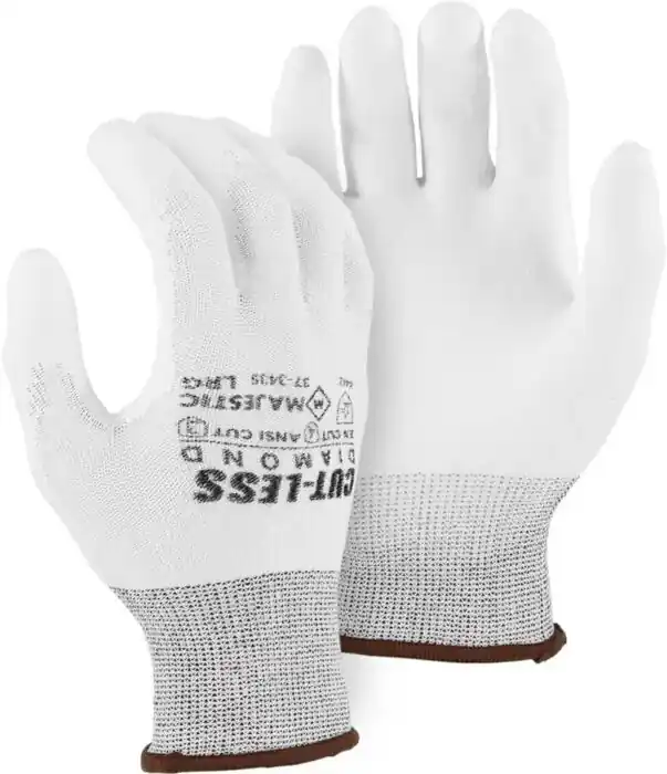 Majestic Glove 37-3435/L DYN DIAMOND, WT/WT PU PALM,CE4,L,(BROWN)