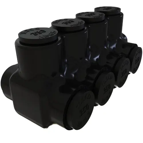 ECM Industries PBTD-4-350 ILSCO AL MEC (4) 350MCM-6 INS DUAL ENTRY W UL