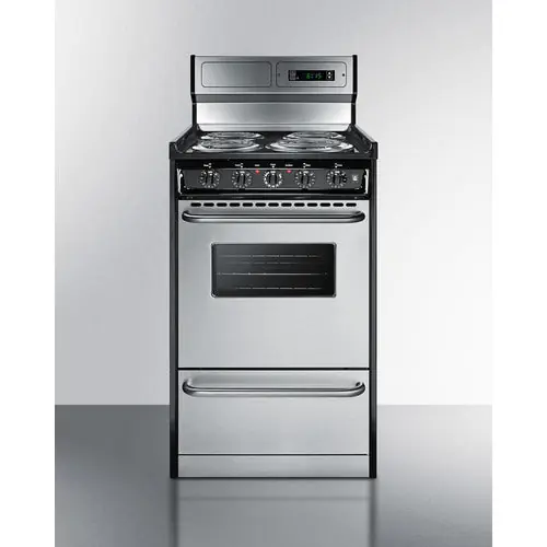 Summit TEM130BKWY Electric Range Slim 20 W Stainless Steel Doors