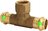 Viega 79795 ProPress Bronze Tee, With Smart Connect & EPDM Sealing, Lead-Free, 2 P x 2 P x 3/4 FPT
