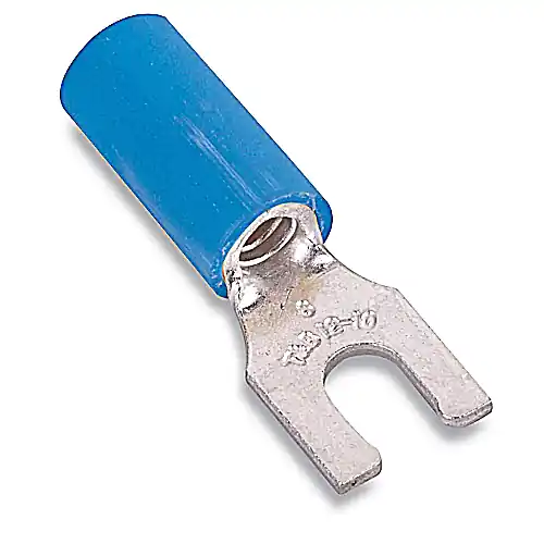 ABB TV14-6F-XV Catamount 16 to 14 AWG #6 Stud Blue Electrotinned Copper Vinyl Insulated Fork Terminal