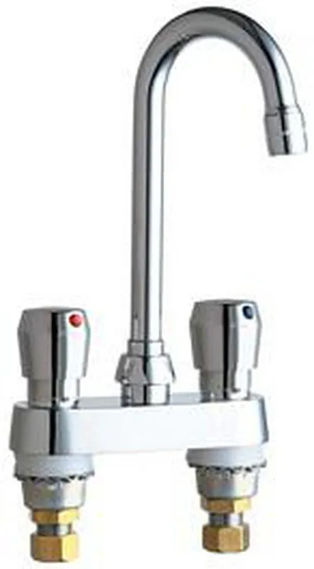 Chicago Faucets 895-E35-665ABCP 1.5 GPM Hot and Cold Water Metering Sink Faucet with Double Push Handle
