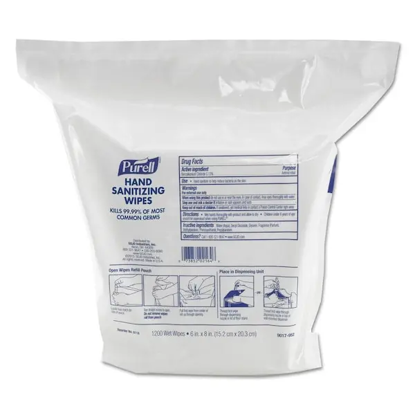 Gojo 9118-02 PURELL Hand Sanitizing Wipes - 1200 Ct Refill
