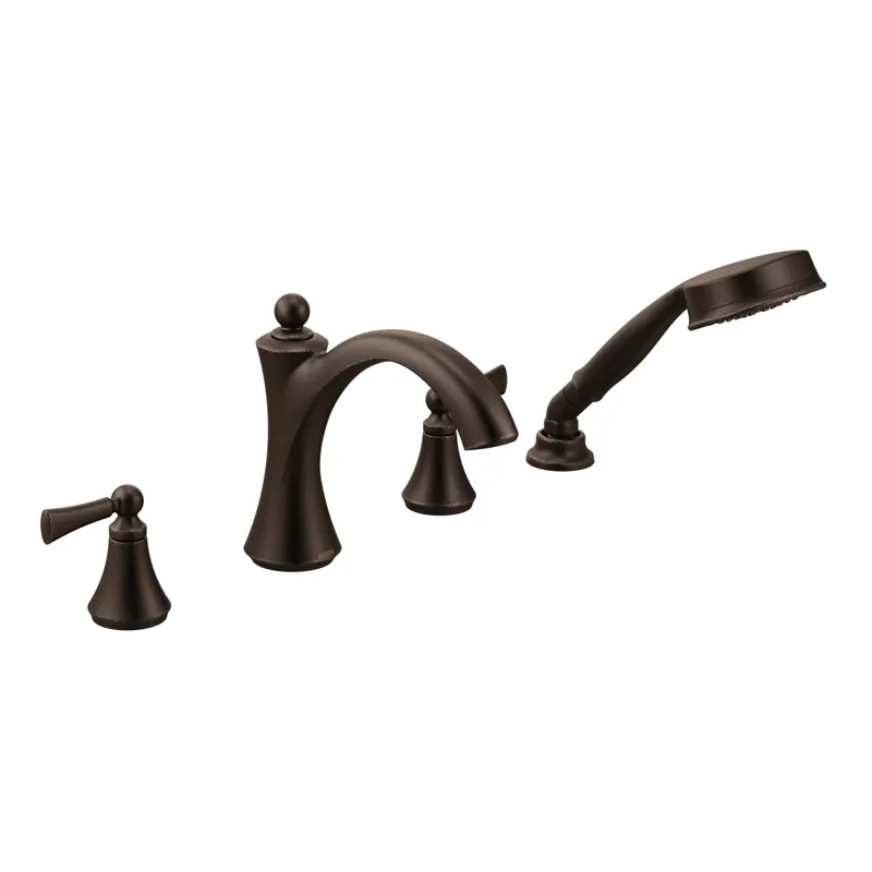 Moen T654ORB Wynford 2-Handle Deck-Mount Roman Tub Faucet with Handshower in Oil Rubbed Bronze
