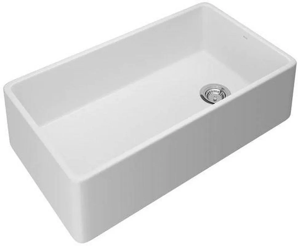 ROHL AL3620AF100 Lombardia 35-1/2 x 19-7/8 in. Fireclay Single Bowl Farmhouse Kitchen Sink in White